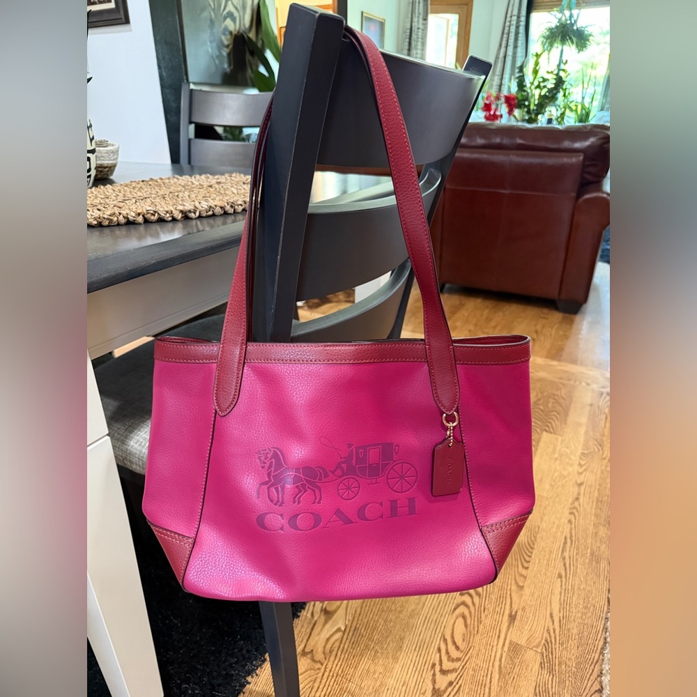 Coach Fuchsia and Burgundy Leather Tote